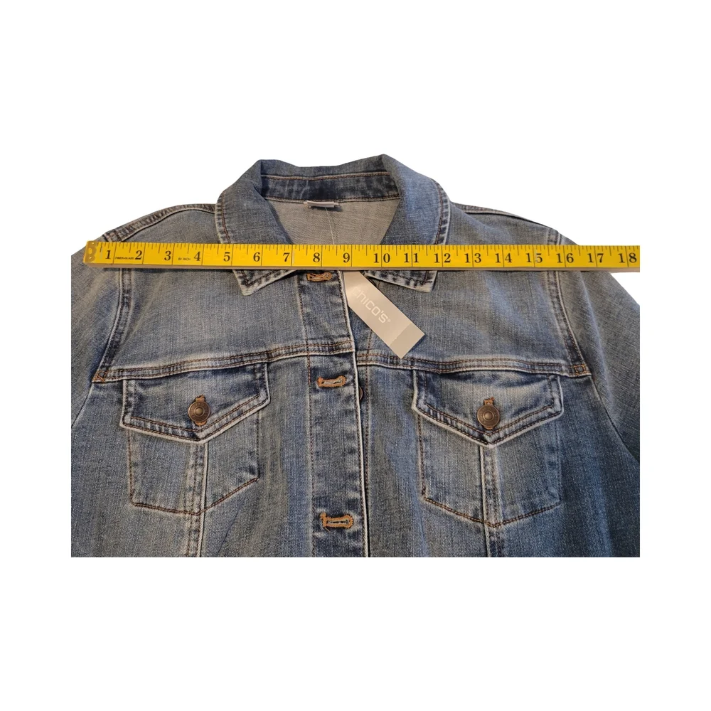 Chico's Blue Jean Jacket Relaxed Fit Timeless Design - Picture 7 of 13